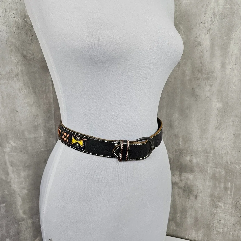 Gap Womens M Leather Belt Western Style Colorful Accents‎ Fashion Belt Boho Belt